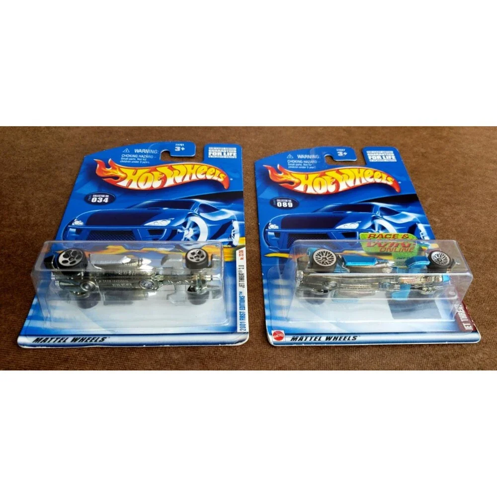 Hot Wheels JET THREAT 3.0 Gray 2001 First Editions #34 & Spectraflam II Blue #89
